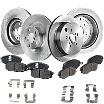 Front and Rear Brake Disc and Pad Kit, Plain Surface, 5 Lugs, Cast Iron, Ceramic - Front; Organic - Rear, Pro-Line Series