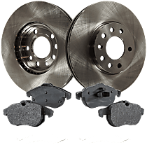 Front Brake Disc and Pad Kit, Plain Surface, 5 Lugs, Cast Iron, Organic Pad Material, Pro-Line Series