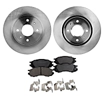 Front Brake Disc and Pad Kit, Plain Surface, 4 Lugs, Cast Iron, Ceramic Pad Material, Pro-Line Series