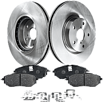 Front Brake Disc and Pad Kit, Plain Surface, 5 Lugs, Cast Iron, Organic Pad Material, Pro-Line Series