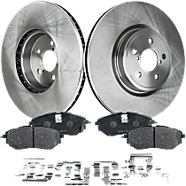Front Brake Disc and Pad Kit, Plain Surface, 5 Lugs, Cast Iron, Organic Pad Material, Pro-Line Series