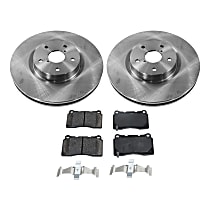 Front Brake Disc and Pad Kit, Plain Surface, 5 Lugs, Cast Iron, Ceramic Pad Material, Pro-Line Series
