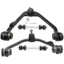4-Piece Kit Front, Driver and Passenger Side, Upper Control Arm Kit, includes (2) Control Arm and (2) Sway Bar Link