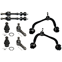 Front, Driver and Passenger Side, Upper Control Arm Kit, Includes nut(s), Rear Wheel Drive, includes Ball Joints, Sway Bar Links, and Tie Rod Ends