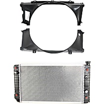 3-Piece Kit Radiator, Automatic or Manual Transmission, 6 Cyl 4.3L, includes (2) Fan Shroud and (1) Radiator