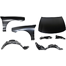 Hood Kit, Steel, Primed, includes Fenders, Fender Liners, and Hood Hinges