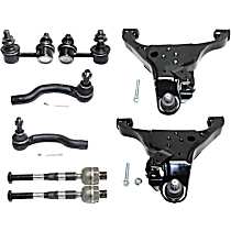 8-Piece Kit Front, Driver and Passenger Side, Lower Control Arm Kit, Includes (2) Control Arm, (2) Sway Bar Link, and (4) Tie Rod End