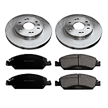 Front Brake Disc and Pad Kit, Plain Surface, 6 Lugs, Ceramic, Cast Iron, Pro-Line Series