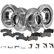 Front and Rear Brake Disc and Pad Kit, Plain Surface, 8 Lugs, Ceramic, Cast Iron, Pro-Line Series