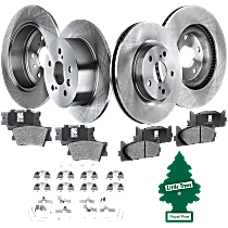 Front and Rear Brake Disc and Pad Kit, Plain Surface, 5 Lugs, Ceramic Pad Material, Cast Iron, Pro-Line Series