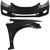 2-Piece Kit Front Primed Bumper Cover, Sedan,  Includes (1) Bumper Cover and (1) Fender