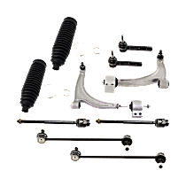 10-Piece Kit Front, Driver and Passenger Side Suspension, includes Control Arm, Steering Rack Boot, Sway Bar Link, and Tie Rod End