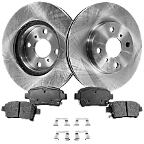 Front Brake Disc and Pad Kit, Plain Surface, 4 Lugs, Cast Iron, Ceramic, Pro-Line Series