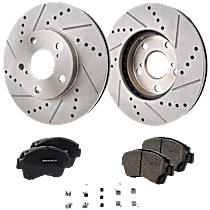Front Brake Disc and Pad Kit, Cross-drilled and Slotted, Ceramic, Pro-Line Series