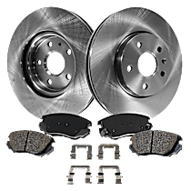 4-Piece Kit Front Brake Disc and Pad Kit, Plain Surface, 5 Lugs, 321.06 mm, Ceramic, 321mm  Disc, Leather, 2.4L 4Cyl, Pro-Line Series  Includes (2) Brake Disc and (1) Brake Pad Set
