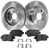 Front Brake Disc and Pad Kit, Plain Surface, 4 Lugs, Cast Iron, Ceramic, Pro-Line Series