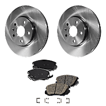 4-Piece Kit Front Brake Disc and Pad Kit, Plain Surface, 321mm  Disc, Leather, 2.4L 4Cyl,  Includes (2) Brake Disc and (1) Brake Pad Set