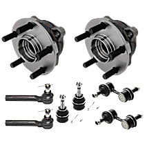 8-Piece Kit, Front, Driver and Passenger Side Wheel Hub 5 Lugs With Bearing, Includes (2)Ball Joint, (2)Sway Bar Link, and (2)Tie Rod End