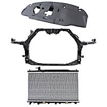 3-Piece Kit Radiator, Japan Built Vehicle, Slip-on Type Outlet, 2.4L 4Cyl,  Includes (1) Radiator, (1) Radiator Support, and (1) Radiator Support Cover