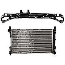 2-Piece Kit Radiator, 4 Cyl 1.8L, includes (1) Radiator and (1) Radiator Support