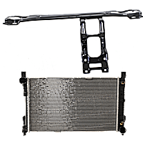 2-Piece Kit Radiator, 4 Cyl 1.8L, includes (1) Radiator and (1) Radiator Support