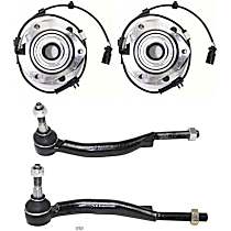 4-Piece Kit Front, Driver and Passenger Side Suspension Kit, RWD, with 16 (mm) Threads, includes (2) Tie Rod End and (2) Wheel Hub