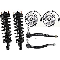 6-Piece Kit Front, Driver and Passenger Side Suspension Kit, RWD, with 16 (mm) Threads, includes (2) Loaded Strut, (2) Tie Rod End, and (2) Wheel Hub