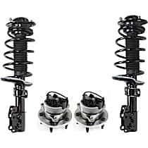 4-Piece Kit Front, Driver and Passenger Side Suspension Includes Loaded Struts and Wheel Hubs, 5-Stud Hub