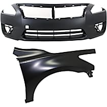 2-Piece Kit, Front Primed Bumper Cover, Includes (1) Bumper Cover and (1) Fender