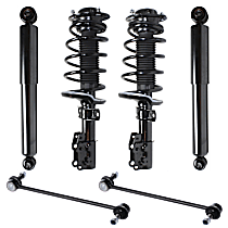 6-Piece Kit Front and Rear, Driver and Passenger Side Suspension Includes Loaded Strut, Shock Absorber, and Sway Bar Link