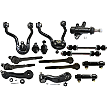 Control Arm Kit - Front, Driver and Passenger Side, includes Ball Joints, Idler Arm, Idler Arm Bracket, Pitman Arm, Sway Bar Links, Tie Rod Adjusting Sleeves, and Tie Rod Ends