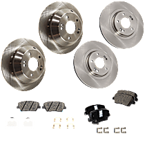 8-Piece Kit Front and Rear Brake Disc and Pad Kit, Plain Surface, 5 Lugs, Ceramic, EX, 3.3L 6Cyl, Pro-Line Series  Includes (4) Brake Disc and (2) Brake Pad Set