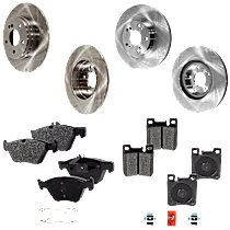 Front and Rear Brake Disc and Pad Kit, Plain Surface, 5 Lugs, Cast Iron, Organic, Pro-Line Series