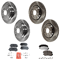 8-Piece Kit Front and Rear Brake Disc and Pad Kit, Plain Surface, includes (4) Brake Disc and (2) Brake Pad Set
