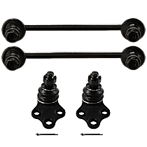 4-Piece Kit Front, Driver and Passenger Side, Lower Ball Joint,  Includes (2) Ball Joint and (2) Sway Bar Link