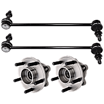 4-Piece Kit Front, Driver and Passenger Side Wheel Hub, Front Wheel Drive, 5 Lugs, With Bearing, FWD,  Includes (2) Sway Bar Link and (2) Wheel Hub