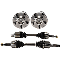 4-Piece Kit Front, Driver and Passenger Side Axle Assembly, Four Wheel Drive, New, 4WD, 4.6L 8Cyl  Includes (2) Axle Assembly and (2) Wheel Hub