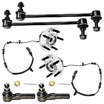 6-Piece Kit Front, Driver and Passenger Side Wheel Hub, Includes (2) Sway Bar Link, (2) Tie Rod End, and (2) Wheel Hub