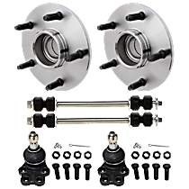 6-Piece Kit Front, Driver and Passenger Side Wheel Hub, RWD, 5 Lugs, With Bearing,  Includes (2) Ball Joint, (2) Sway Bar Link and (2) Wheel Hub