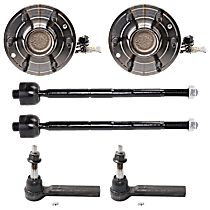 6-Piece Kit Front, Driver and Passenger Side Wheel Hub, RWD, 6 Lugs, With Bearing,  Includes (4) Tie Rod End and (2) Wheel Hub