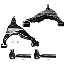4-Piece Kit Front, Driver and Passenger Side, Lower Control Arm, Includes (2) Control Arm and (2) Tie Rod End