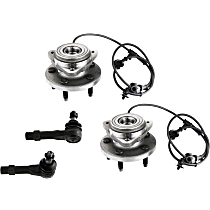 4-Piece Kit Front, Driver and Passenger Side Wheel Hub, 5 Lugs, With Bearing, With Sensor, includes (2) Tie Rod End and (2) Wheel Hub