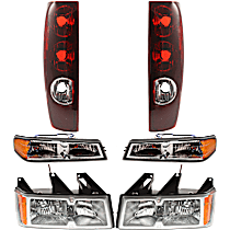 6-Piece Kit Driver and Passenger Side Halogen Headlight, With bulb(s), With Xtreme Package, OE Replacement,  Includes (2) Corner Light, (2) Headlight, and (2) Tail Light