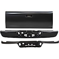 3-Piece Kit, Step Bumper, w/ Single Rear Wheels, w/o Spoiler, Powdercoated Black, Face Bar Only; w/ pad provision, w/o mounting bracket(s), Includes (1) Bumper Step Pad, (1) Step Bumper, (1) Tailgate
