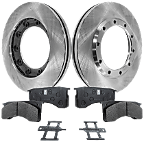 Front and Rear Brake Disc and Pad Kit, Plain Surface, 10 Lugs, Organic, Pro-Line Series