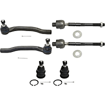 6-Piece Kit Front, Driver and Passenger Side, Lower Ball Joint, includes (2) Ball Joint and (4) Tie Rod End