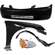 6-Piece Kit, Passenger Side Incandescent Headlight, With bulb(s), OE Replacement, Includes (1) Bumper Cover, (1) Fender, (1) Fender Liner, (1) Headlight and (2) Light Bulb