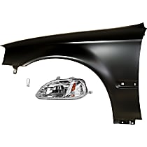 4-Piece Kit, Driver Side Incandescent Headlight, With bulb(s), OE Replacement, Includes (1) Fender, (1) Headlight and (2) Light Bulb
