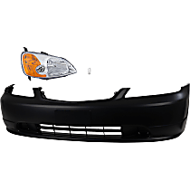 4-Piece Kit, Passenger Side Incandescent Headlight, With bulb(s), OE Replacement, Includes (1) Bumper Cover, (1) Headlight and (2) Light Bulb