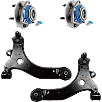 4-Piece Kit Front, Driver and Passenger Side Suspension, includes Control Arm and Wheel Hub, For Models with 24mm Bar Diameter